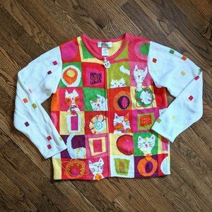 Vintage Cat Kitty Sweater Cardigan